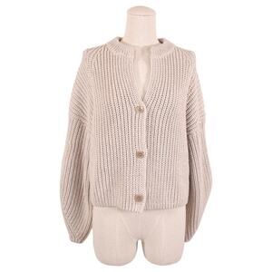 Prana Sunday River Short Cardigan Almond Beige Sz Medium